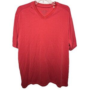 Tommy Bahama IslandZone Shirt Men's L Red V-Neck Short Sleeve TENCEL Blend